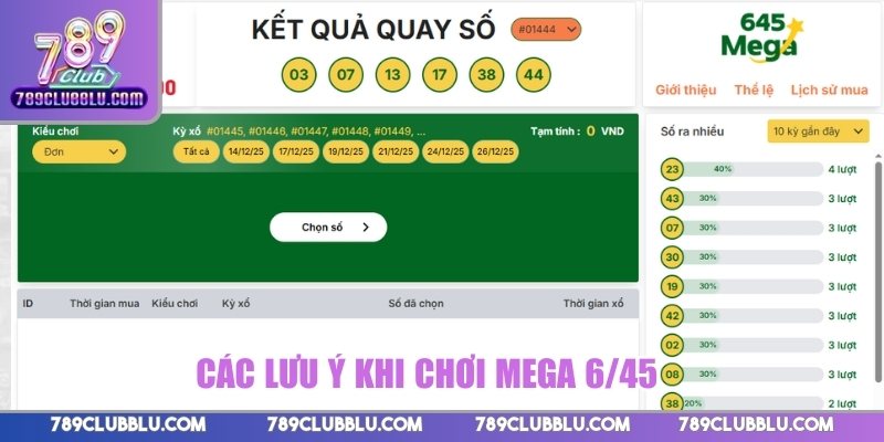 Các lưu ý khi chơi Mega 6/45